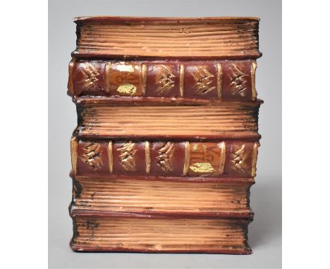 A Novelty Ceramic Vase, made in the form of a Stack of Books, 16cms High 
