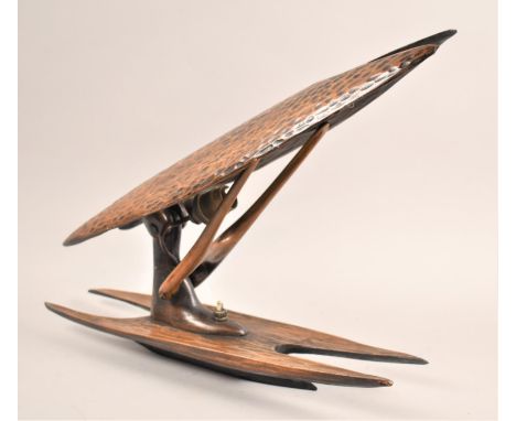 An Interesting and Unusual Scandinavian Carved Wooden Wall Light Fighting with Hinged Shade, 40cm high 