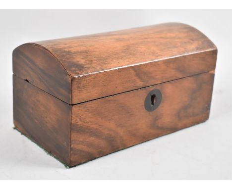 A 19th Century Rosewood Dome Topped Two Division Tea Caddy, Missing One Inner Lid, 19.5cms Wide 
