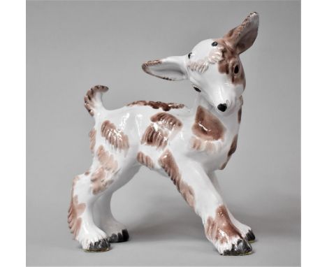 A Large Vintage German Ceramic Study of a Goat Kid, Paper Label to Base, 24cm high 