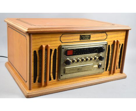 A Vintage Style Music Centre with Turntable, Radio and CD Player, 47cm wide 