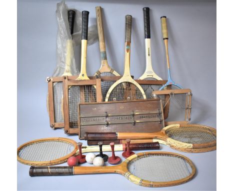 A Collection of Various Vintage and Badminton Rackets etc 