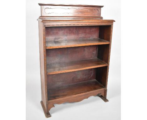 An Edwardian Mahogany Galleried Three Shelf Open Bookcase, 76cms Wide 