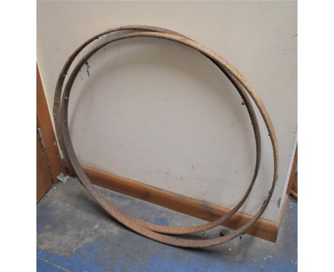Two Vintage Metal Implement Wheel Hoops, Each 80cm Diameter 