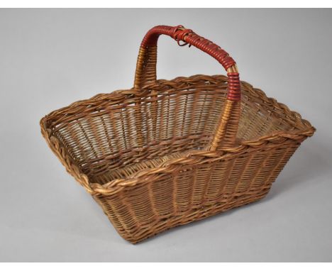 A Vintage Wicker Flower Trug, 42cm wide 
