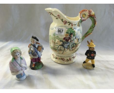 CROWN DEVON DAISY BELL MUSICAL JUG, ROYAL DOULTON FARM &amp; BUNNYKINS -  DB75 &amp; 2 OTHER FIGURES