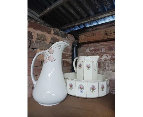 WASH STAND BASIN &amp; JUG &amp; 1 OTHER JUG