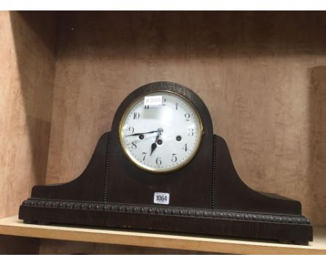LARGE WOOD CASED MANTEL CLOCK WITH WESTMINSTER CHIME