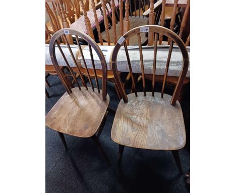 2 STAINED PINE ERCOL CHAIRS