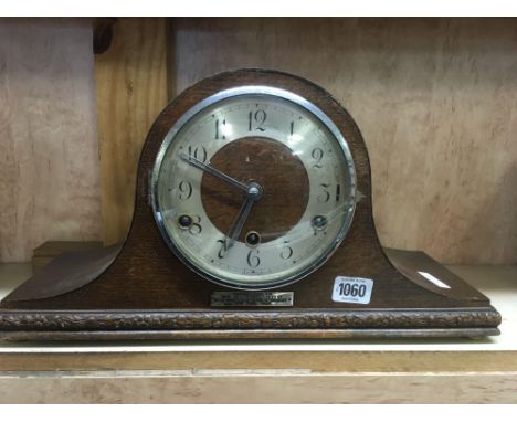 OAK CASED NAPOLEON STYLE WESTMINSTER CHIME MANTLE CLOCK