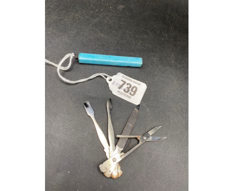 ENAMELLED MANICURE HOLDER / PENDANT, ENAMEL DAMAGED