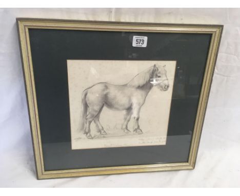 BERYL NEWMAN [TRIST] PORTRAIT OF A WELSH PONY MARE “MIDGE”, SIGNED. WITHPRESENTATION DETAILS TO REVERSE 15" X 17”