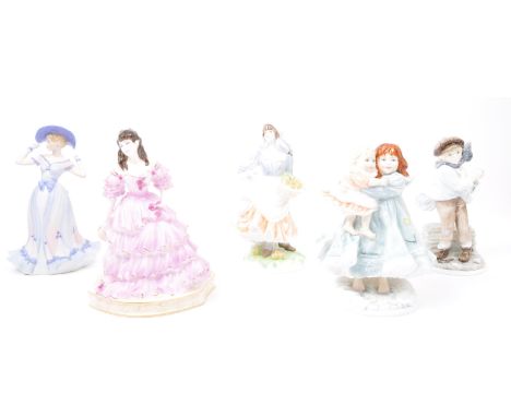 A collection of vintage 20th century bone china lady figurines to include Royal Worcester and Coalport. Regents Park l The Ag