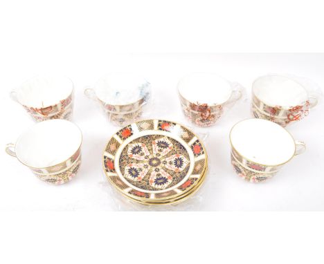 A set of six contemporary 2004 Royal Crown Derby china breakfast cups &amp; saucers in the Old Imari pattern. All stamped to 