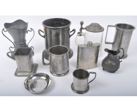 A collection of 19th century and later pewter to include Arts &amp; Crafts as well as Art Nouveau designs. Touch marks to inc