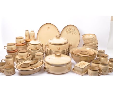Denby - Memories - A large vintage retro mid 20th century Denby tea and dinner service comprising of mugs, saucers, bowls, pl