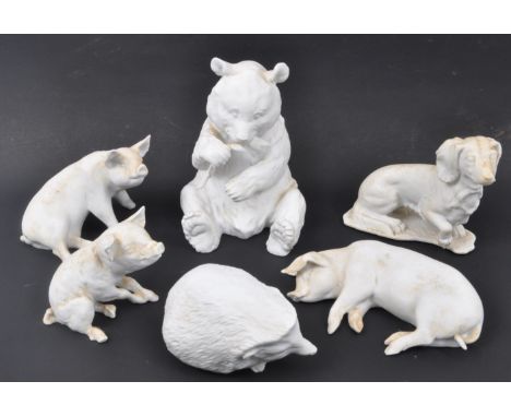 Kaiser Porzellan - A collection of AK - KA Kaiser west German porcelain figures comprising of three pigs, bear, hedgehog and 