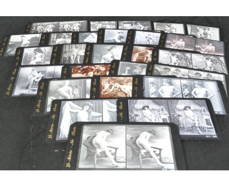 Le Stereo - Nu Paris. A collection of twenty six French Bell Époque era erotic nude stereoscope lithograph stereo views cards
