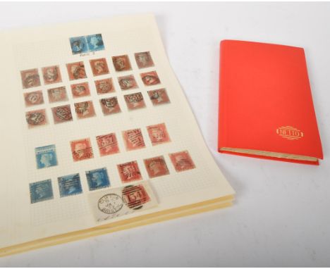A collection vintage 20th Century UK franked and unfranked stamps. Including penny reds, high value decimal stamps with two p