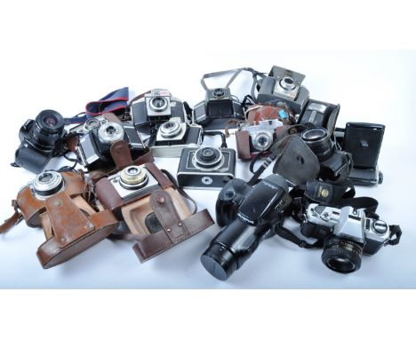 A mixed collection of 15 x vintage cameras. Models are: Minolta X-300 - lens 50mm f1.7, Olympus ED 35-180 - high resolution 5