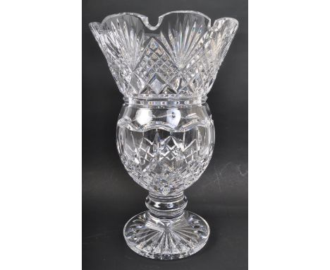 Waterford Crystal - A large NOS New Old Stock Waterford Crystal glass Lismore Thistle vase. In original box. Measures 33cm ta