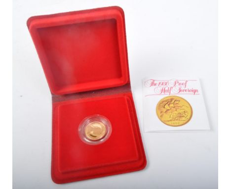 A Queen Elizabeth II, 1980, 22ct gold proof half sovereign. the reverse design depicts the classic portrayal by Benedetto Pis
