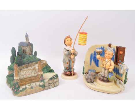 Goebel Hummel - Four NOS New Old Stock German porcelain figurines to include Hummelscapes Going to Church, Painting Pals 1450