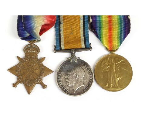 A First World War Trio, awarded to 8782 SJT.C.CHAPMAN, NOTTS. &amp; DERBY,R., comprising 1914 Star (PTE.), British War Medal 