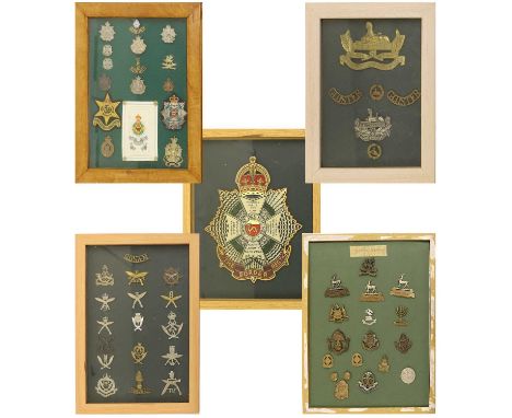 The Cumberland Regiment, Westmorland and Cumberland Regiment and the Border Regiment - A Glazed Display of Badges, comprising