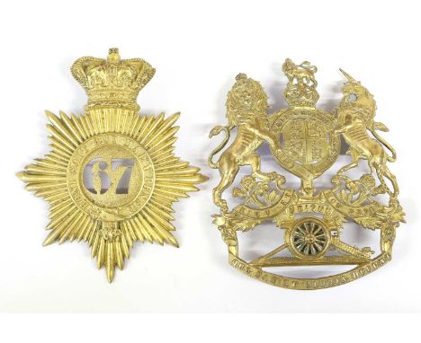 A Victorian Gilded Metal Shako Plate to the 67th (South Hampshire) Regiment of Foot, with QV crown over a seven point star ap