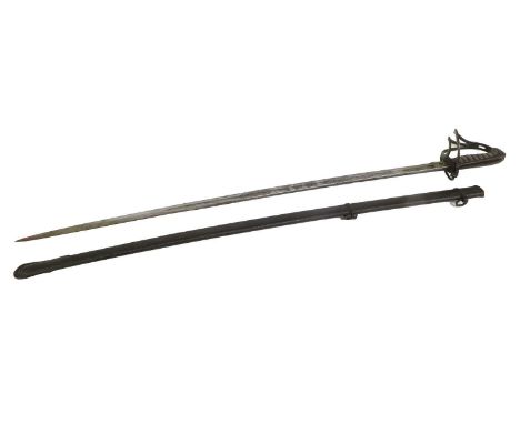 A Victorian Artillery Officer's Sword, the 82cm single edge fullered steel blade crisply etched with crowned VR cypher and re