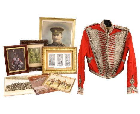 A Late Victorian Officer's Full Dress Hussar Jacket to the Westmorland and Cumberland Yeomanry, in scarlet with silver lace t