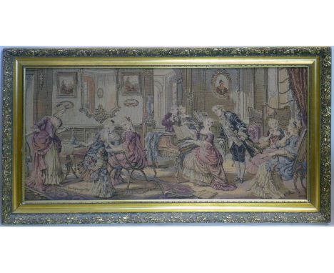 A gilt framed tapestry depicting classical scene, 43 x 88cm 