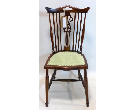 A late 19th century mahogany stick back chair 