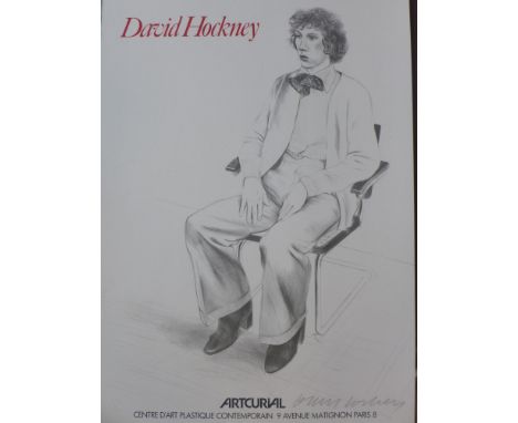 A David Hockney lithographic poster for 'Artcurial', with blind stamp for Mourlot, signed in pencil, 76 x 55cm 