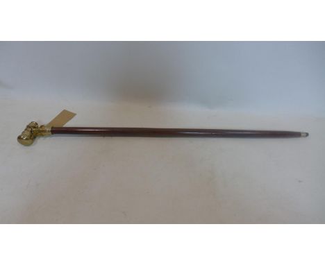 A mahogany walking stick with brass telescope for a handle, L.92cm 