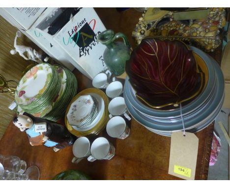 A collection of ceramics, including Carltonware 'Rouge Royale' leaf dish, 8 Mason's 'Fruit' ironstone plates and 8 side plate