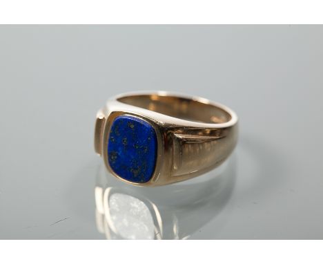 GENTLEMAN'S TWENTIETH CENTURY LAPIS LAZULI SET SIGNET RING
the rectangular lapis measuring 11.8mm x 9.9mm, hallmarked nine ca