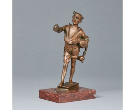 Francesco Conventi1855 Italien - Straßenverkäufe - Bronze. Braun patiniert. Marmor. H. o./m. Sockel 17,5/19,5 cm. Am Sockel s