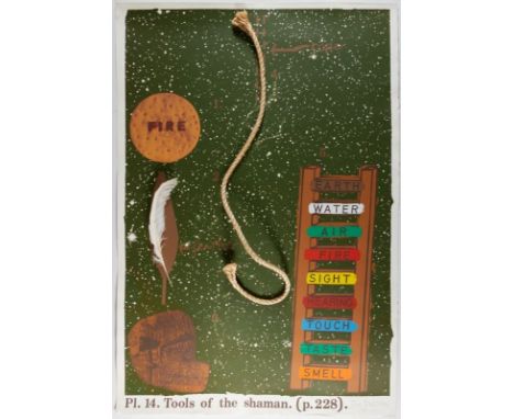 Joe Tilson1928 London - 2023 - "The tools of the shaman" - Farbsiebdruck, Feder, Seil/Papier. 27/100. 96 x 66 cm, 102,5 x 70 