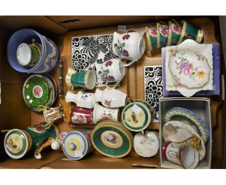 Ceramics - a light oak and tile inset tray; Wedgewood Jasperware; Poole; Continental porcelain coffee service; etc.
