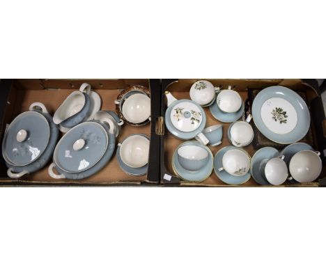 A Royal Worcester Melissa pattern tea set for six; a Royal Doulton Forest Glade pattern part dinner service