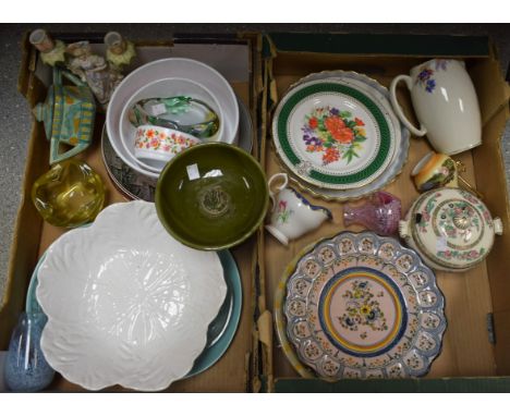 Ceramics and Glass - a Fenice pottery twin handled cube sugar bowl and cover; Royal Worcester Evesham oven dish; Italian stud