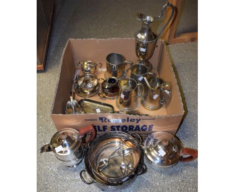 Metalware - a 1930's Adie Bros four piece EPNS tea service; other platedware including Walker and Hall sauce boat; a condimen