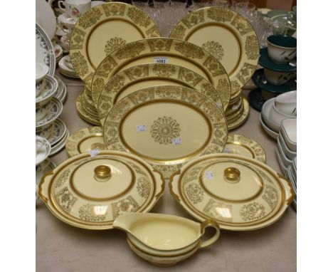 Ceramics - Johnson Victorian pattern dinner service, six place settings, to include dinner plates, side plates, tea plates, b