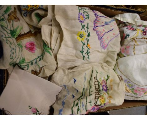 Textiles - hand embroidered tablecloths, Crinoline Lady, English Country Garden Flowers, Lefkara, etc.