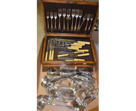 Flatware - a part set of William Hutton flatware, early 20th Century; another part set, A E Poston, oak case (2)