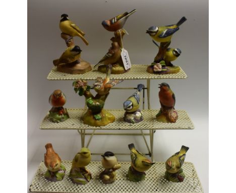 Ceramics - a Royal Worcester model, Chaffinchs; others, Blue Tits, Coal Tits, Goldcrest, Robin, Woodwarbler, etc (12)