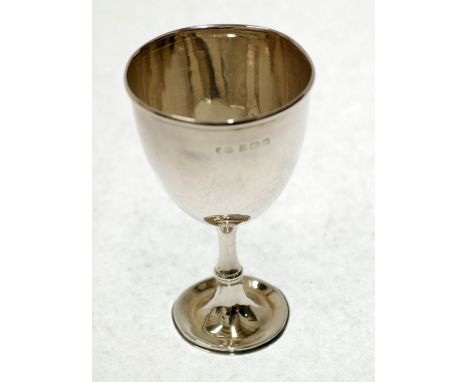 SILVER WINE GOBLET, with ovoid bowl, on knopped stem and circular foot, 4" (10.2cm) high, Birmingham 1921, 1 3/4oz  