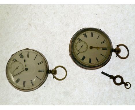 W. WILLIAMS, LLANIDLOES, VICTORIAN SILVER OPEN FACED POCKET WATCH, with keywind movement, white Roman dial, engine turned cas